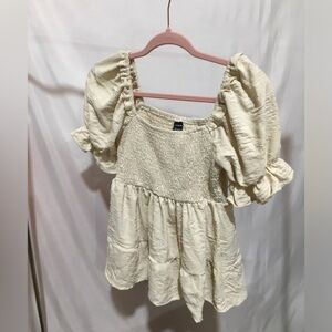 Shein Cream Puff Sleeve Smocked Top